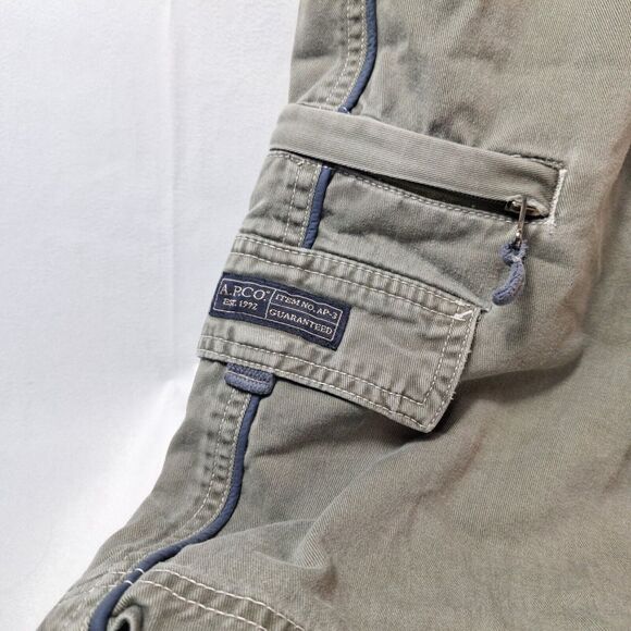 A.P.CO. Cargo Shorts Mens Sz 36 Green Outdoor Hiking Camping Utility Pockets - Picture 5 of 10